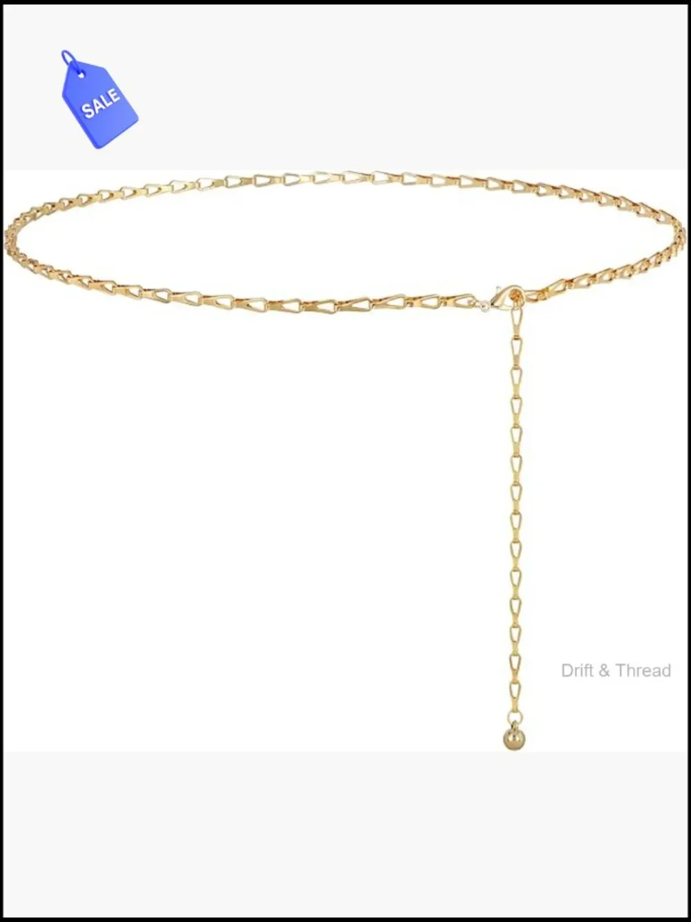 Gold Chunky Chain Belt Adjustable Waist Link Belt for Dress Jeans